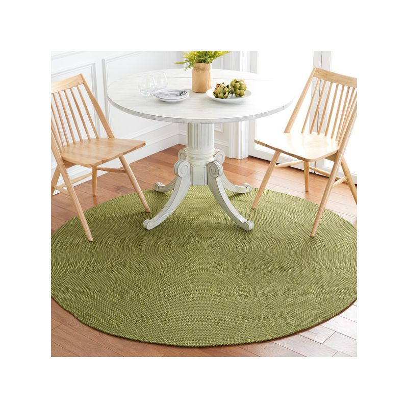 Braided BRD403 Hand Woven Area Rug - Olive/Green - 4' round - Safavieh.