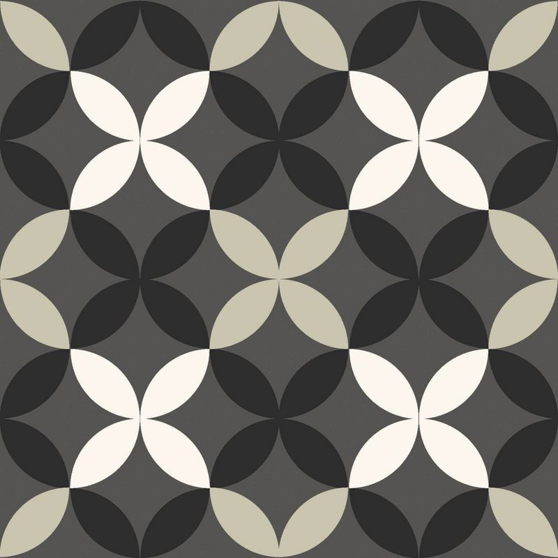 4'x5' Set of 20 Arbor Peel & Stick Floor Tiles Black/Gray - FloorPops: Vinyl Mosaic Flooring, Stain-Resistant