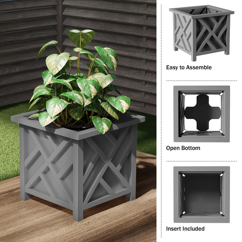 Pure Garden 14.75" Lattice Planter Box, Gray