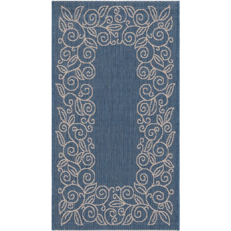 Courtyard CY5139 Power Loomed Indoor and Outdoor Accent Rug - Blue/Beige - 2'x3'7" - Safavieh