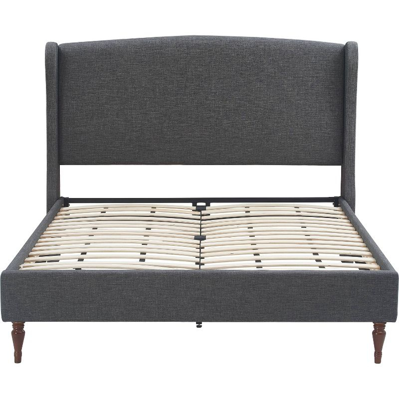 Queen Elmhurst Upholstered Wing Bed Frame Gray - Finch