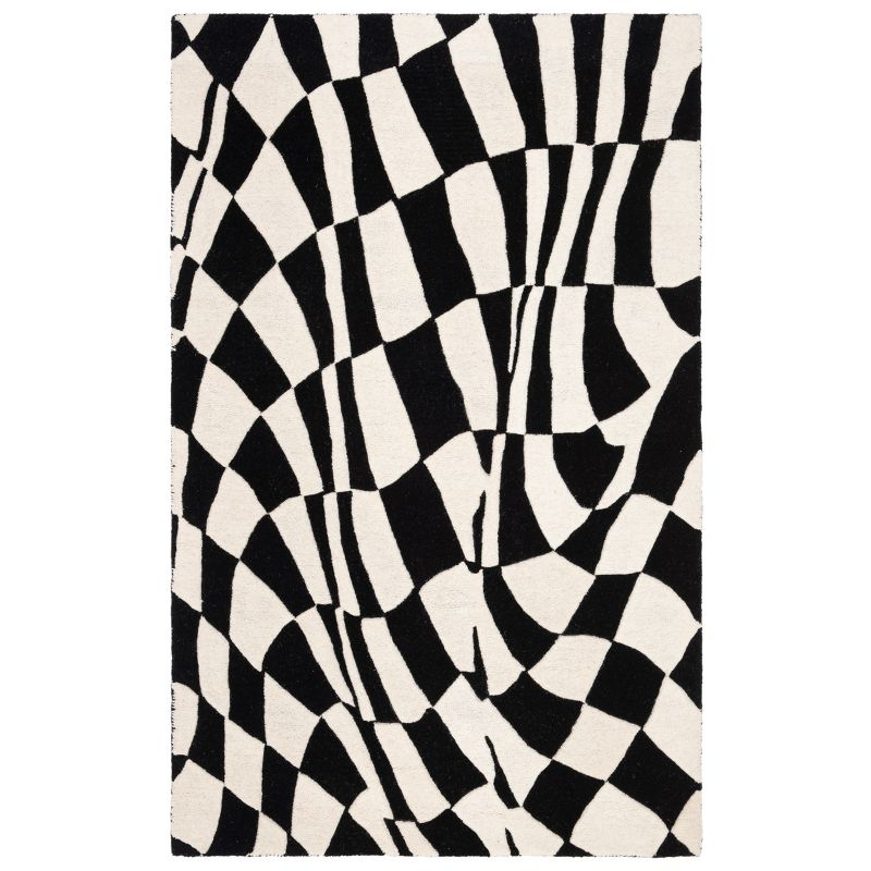 Soho SOH763 Hand Tufted Rectangle Contemporary Area Rug - Black/Ivory - 3' 6" X 5' 6" - Safavieh.