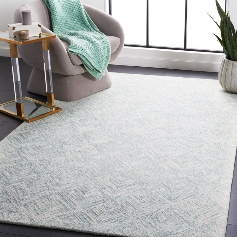 Abstract ABT428 Handmade Indoor Area Rug - Grey/Turquoise - 4'x6' - Safavieh