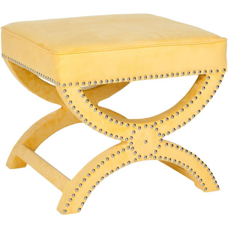 Mystic Ottoman with Silver Nail Heads - Yellow - Safavieh