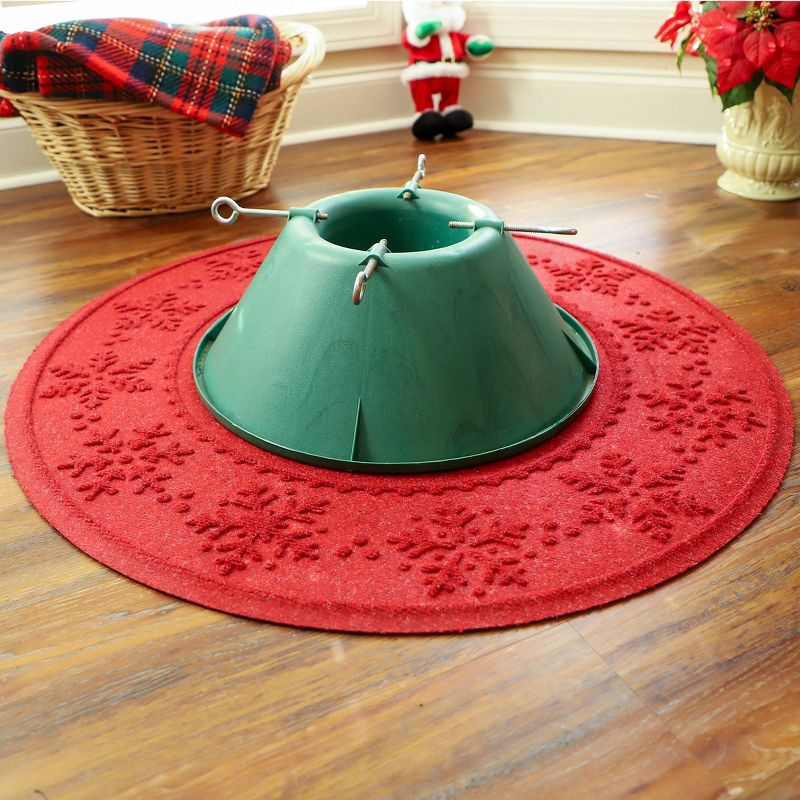 Bungalow Flooring 3' WaterHog Snowflake Tree Skirt Round Floormat Red: Weather-Resistant, Skid-Resistant, Indoor/Outdoor Use