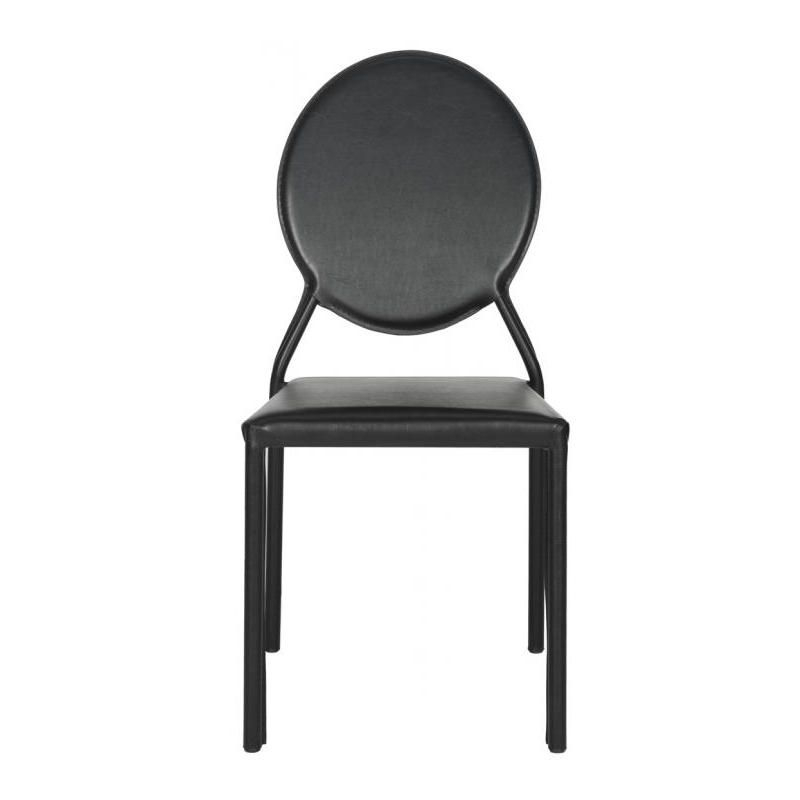 Warner Round Back Leather Side Chair (Set of 2) - FOX2018 - Black - Safavieh Couture