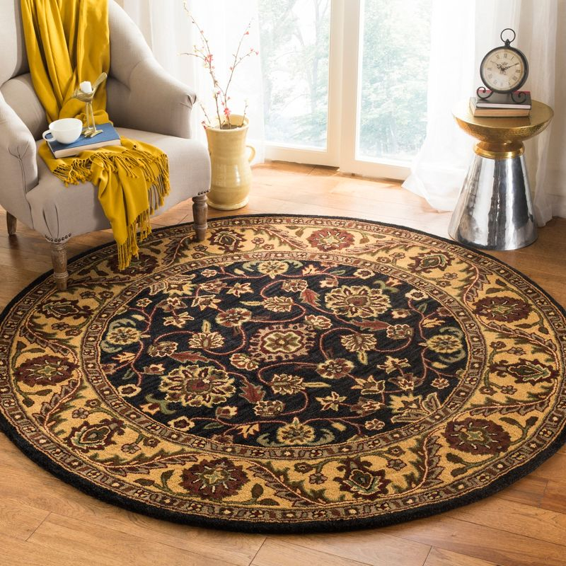 Golden Jaipur GJ250 Hand Tufted Area Rug - Black/Gold - 6' Round - Safavieh.