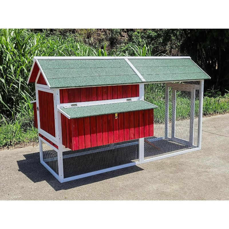 Midlee Red Barn Wooden Chicken Coop with Run Hen House Nesting Box Backyard Covered Enclosure