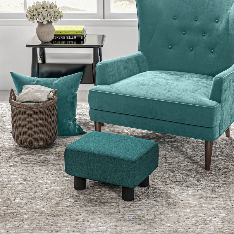 HOMCOM 16" Cube Modern Linen Fabric Pouf Footrest Ottoman - Green