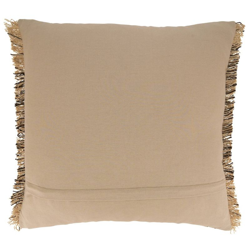 22"x22" Cotton Kantha Stitch Square Pillow Cover with Fringe: Saro Lifestyle