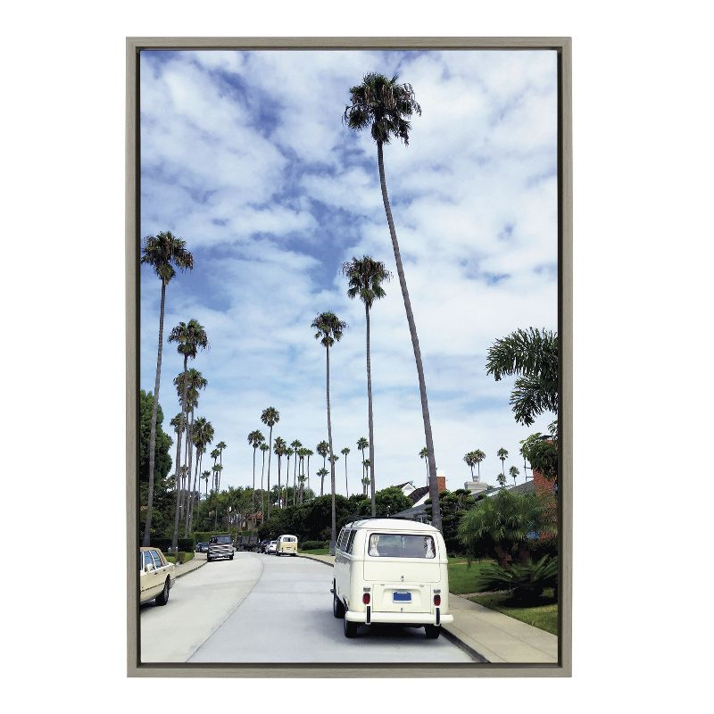 Kate and Laurel Sylvie La Jolla Commute Framed Canvas by Rachel Bolgov, 23x33, Gray