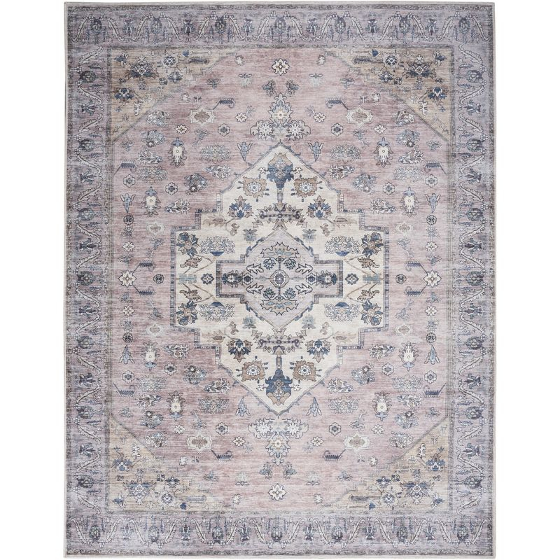 Nourison Washable Brilliance Medallion Indoor Rug Blush 5'3" x 7'3"