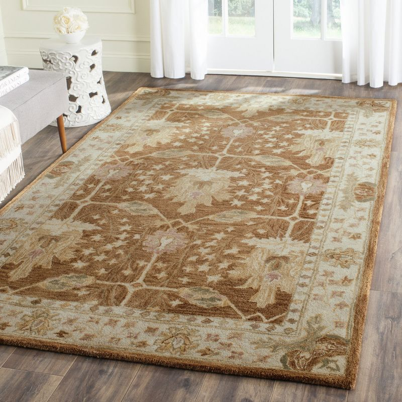 Antiquity AT840 Hand Tufted Indoor Area Rug - Brown/Beige - 5'x8' - Safavieh