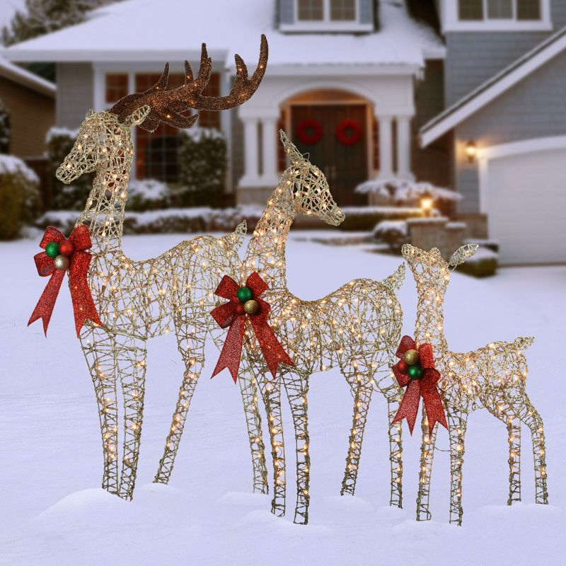 Prelit Deer Family Assortment - National Tree Company
