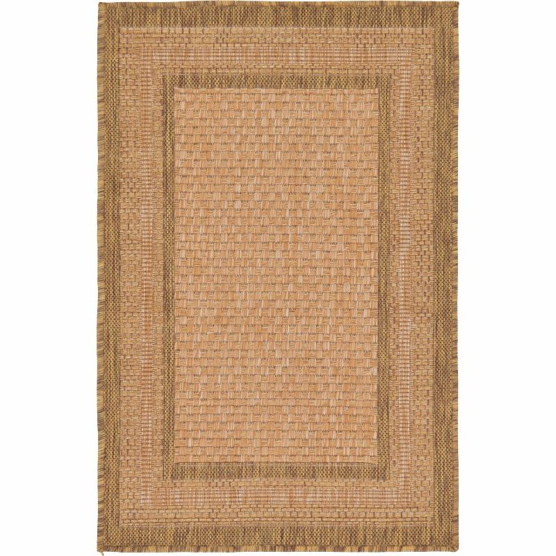 Unique Loom 2' 2 x 3' 0 Tan Outdoor Border Multi Border Area Rug