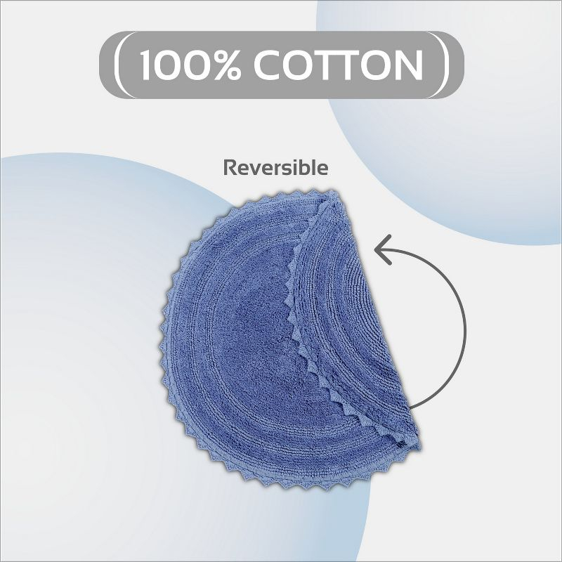 Better Trends Lilly Crochet 100% Cotton Tufted Reversible Bath Rug 30" Round - Blue