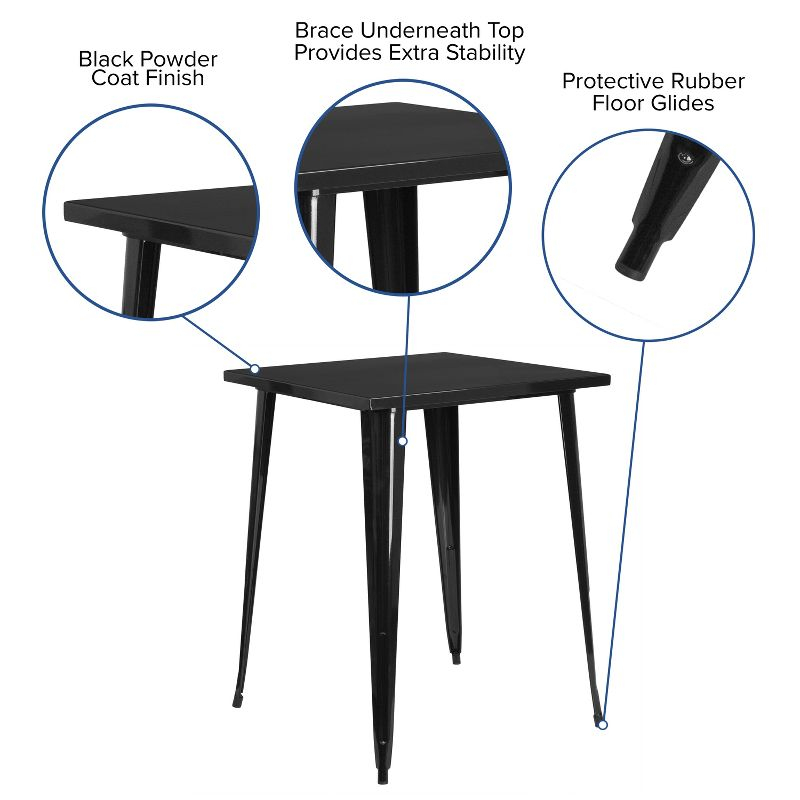 Flash Furniture Commercial Grade 31.5" Square Black Metal Indoor-Outdoor Bar Height Table