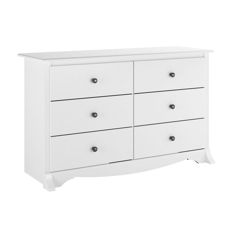 Prepac Monterey Dresser White: 6-Drawer Storage, Wood Composite, Bedroom Furniture, 29"H x 48"W