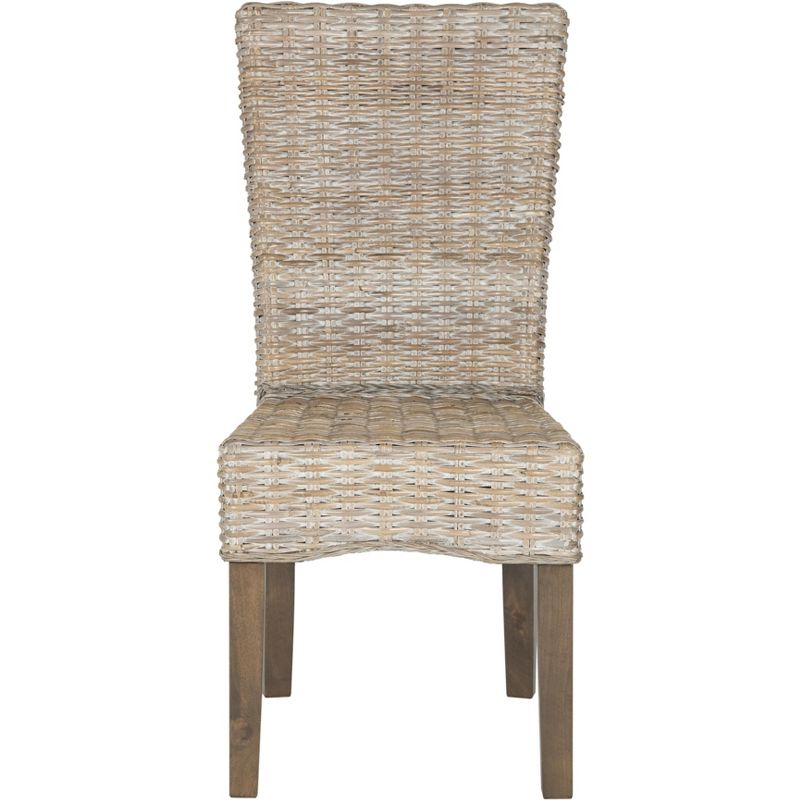 Ozias 19''H Wicker Dining Chair (Set of 2) - White Washed - Safavieh