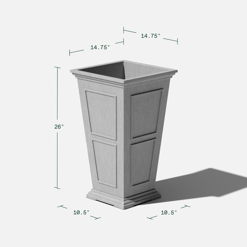 Veradek Brixton Tall 26" Plastic Planter - Gray