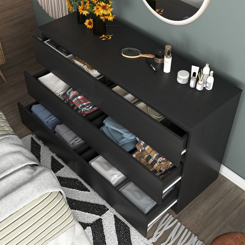 Hommoo 6 Drawer Double Dresser for Bedroom Black