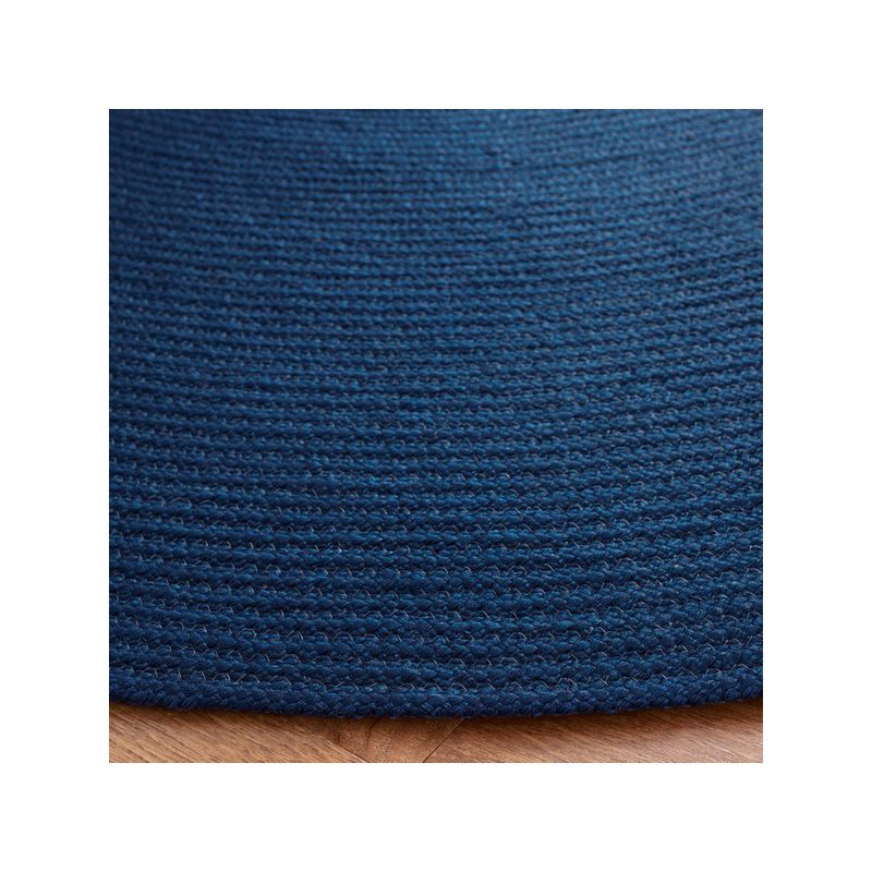 Braided BRD402 Hand Woven Area Rug - Dark Blue - 5' round - Safavieh.