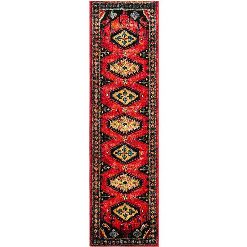 Vintage Hamadan VTH251 Power Loomed Runner Rug - Red/Black - 2'3"x8' - Safavieh.