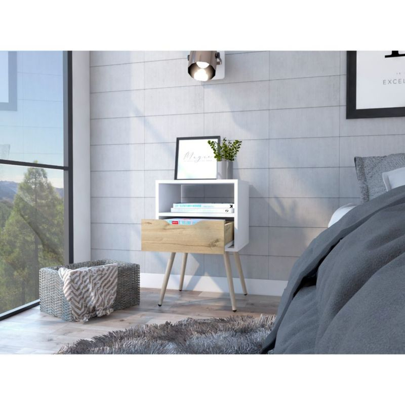 TIRAMISUBEST Nightstand with Handle-Free Drawer, Slim Profile for Tight Spaces