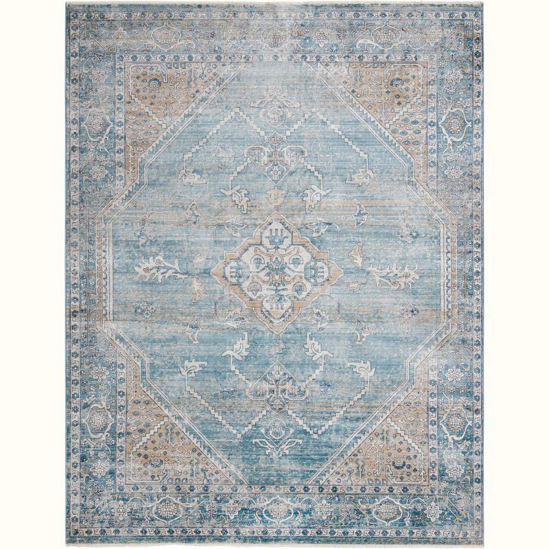 Unique Loom Newport Collection Area Rug - Ochre (7' 10" x 11' Rectangle Blue/Light Brown)