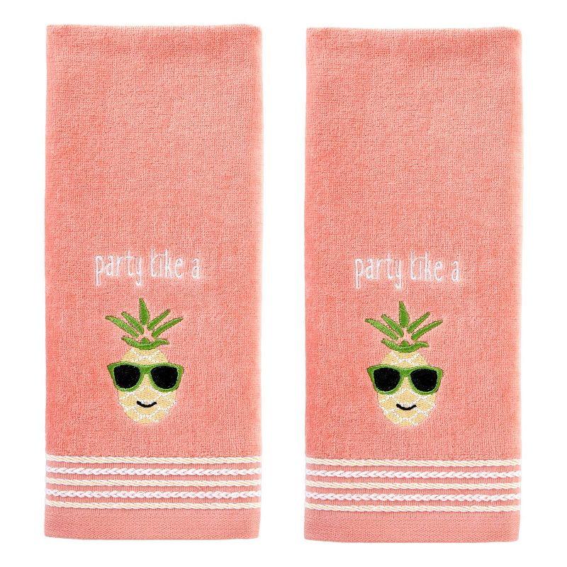 SKL Home 2pc Party Pineapple Hand Towels : Microfiber, Machine Washable, Non-Slip Backing