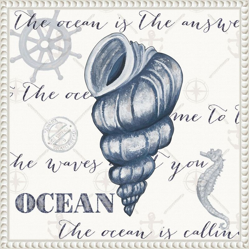 Amanti Art Indigo Ocean Treasures I by Gina Ritter Canvas Wall Art Print Framed 16 x 16-in.