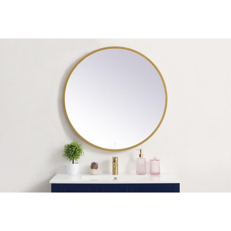Elegant Lighting Pier 32 inch LED mirror with adjustable color temperature 3000K/4200K/6400K in brass