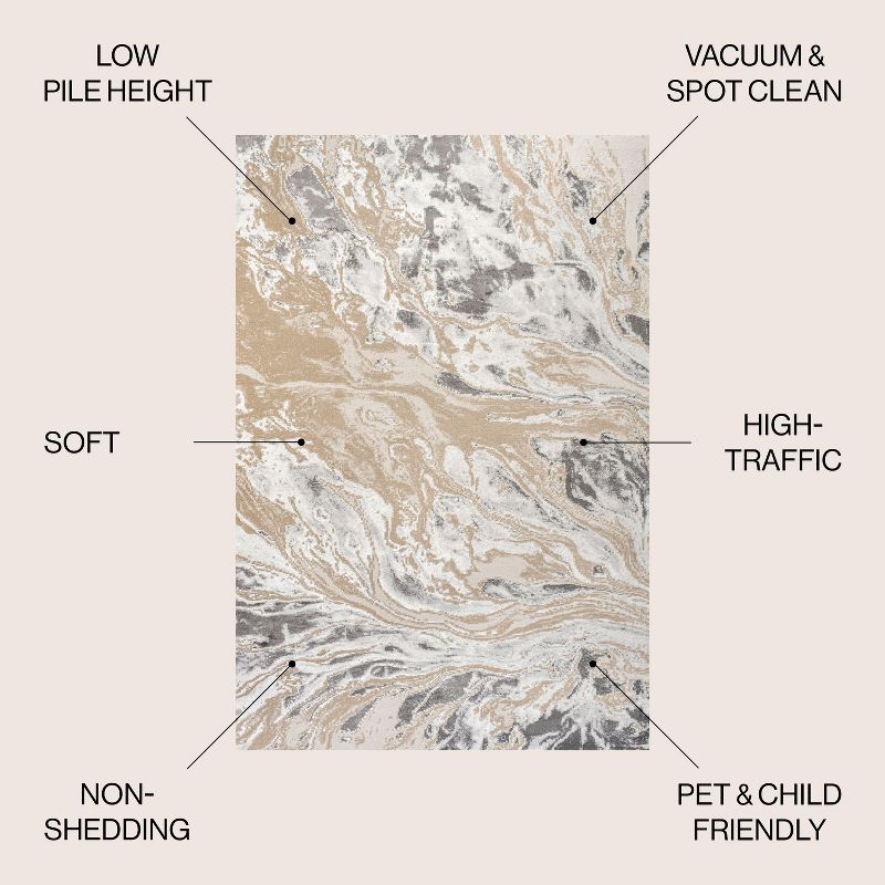 JONATHAN Y Swirl Marbled Abstract Beige/Ivory 5 ft. x 8 ft. Area Rug