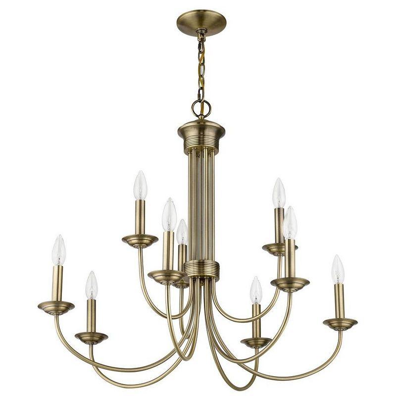 Livex Lighting Estate 9 - Light Chandelier in  Antique Brass