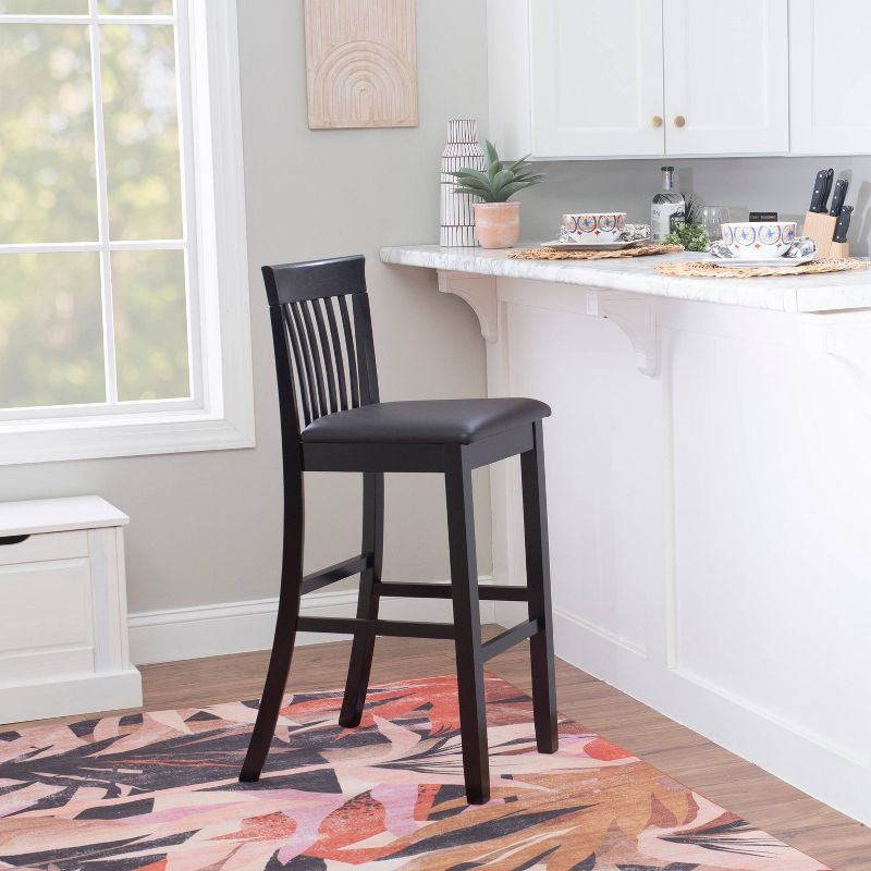 30" Torino Craftsman Padded Seat Barstool Hardwood/Dark Cherry - Linon: Rubberwood, 31" High