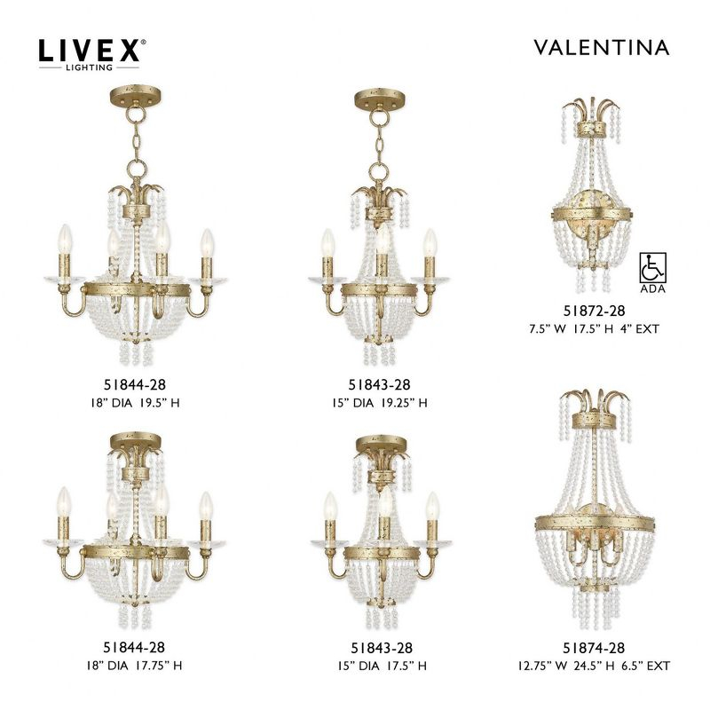 Livex Lighting Valentina 4 - Light Chandelier in  Winter Gold