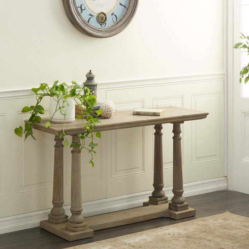 Wood Console Table Light Brown - Olivia & May: Rustic Fixed Shelf, Indoor Use