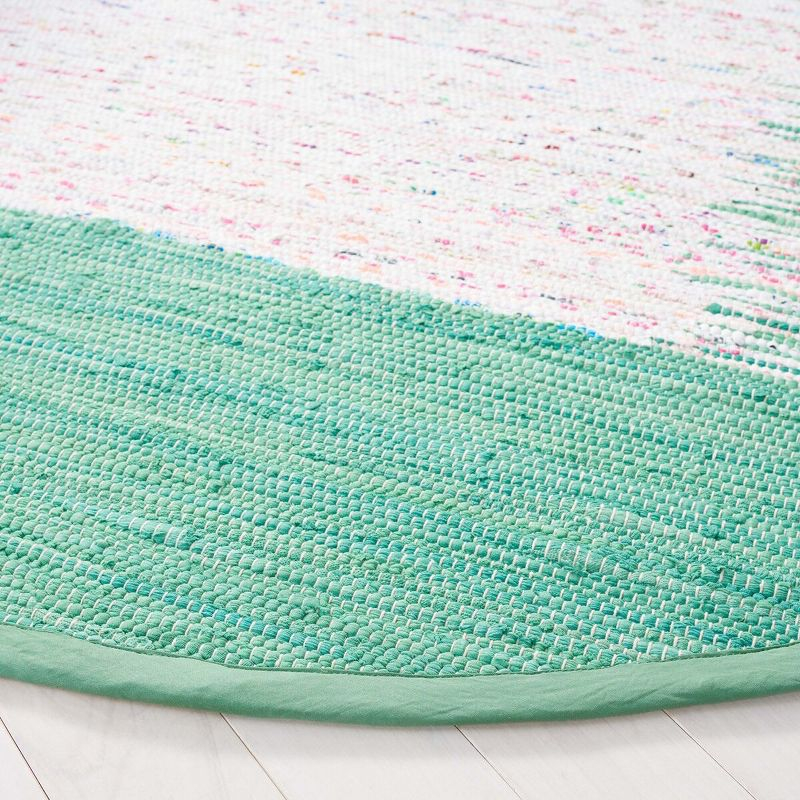 Montauk MTK711 Hand Woven Area Rug - Ivory/Sea Green - 4' round - Safavieh.