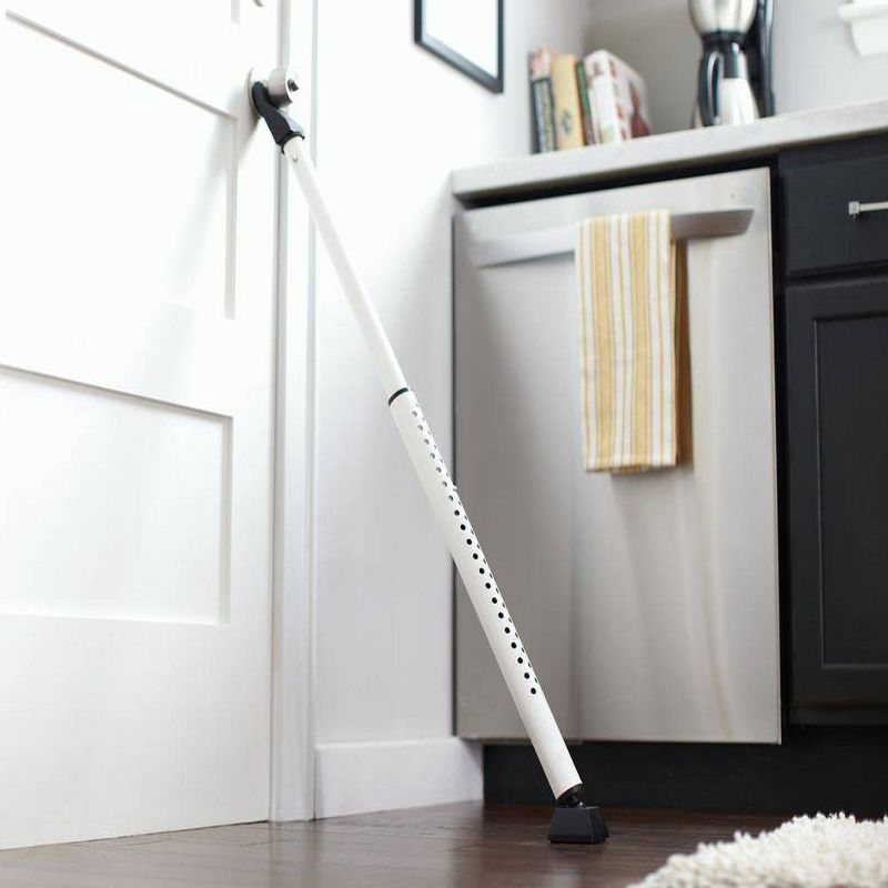 Master Lock Door Bar Dual Function Security: Metal Safety Bar for Door, Black & White, Lifetime Warranty