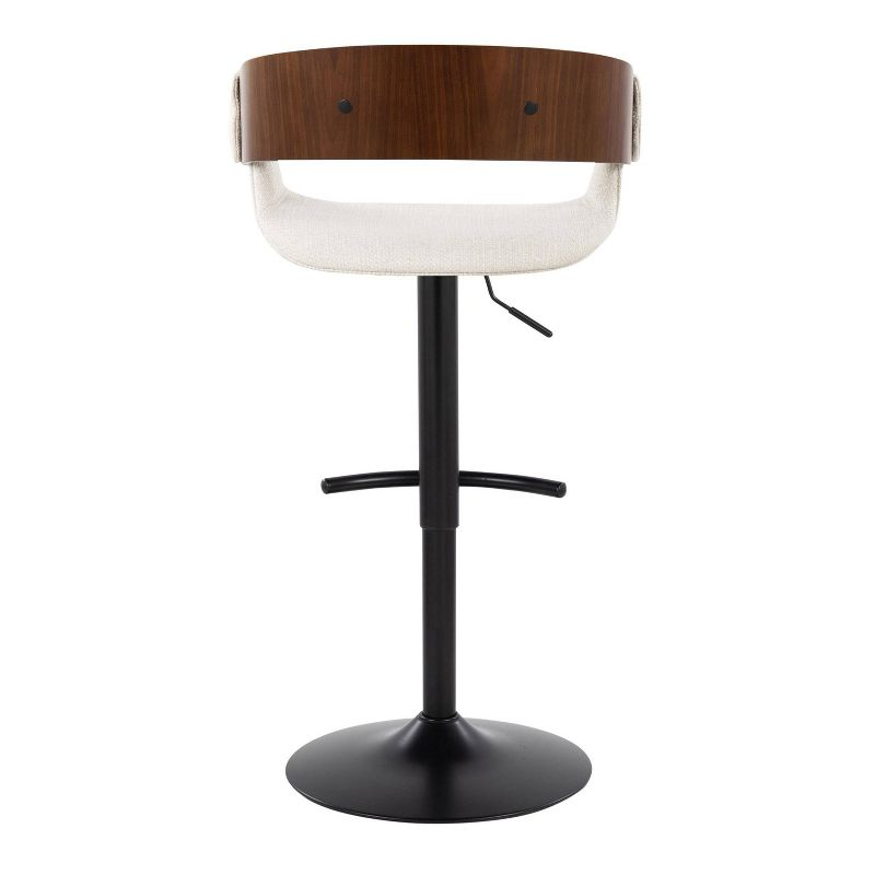 Set of 2 Elisa Adjustable Barstools Walnut/Cream - LumiSource: Mid-Century Modern, Swivel, Footrest, Metal Frame