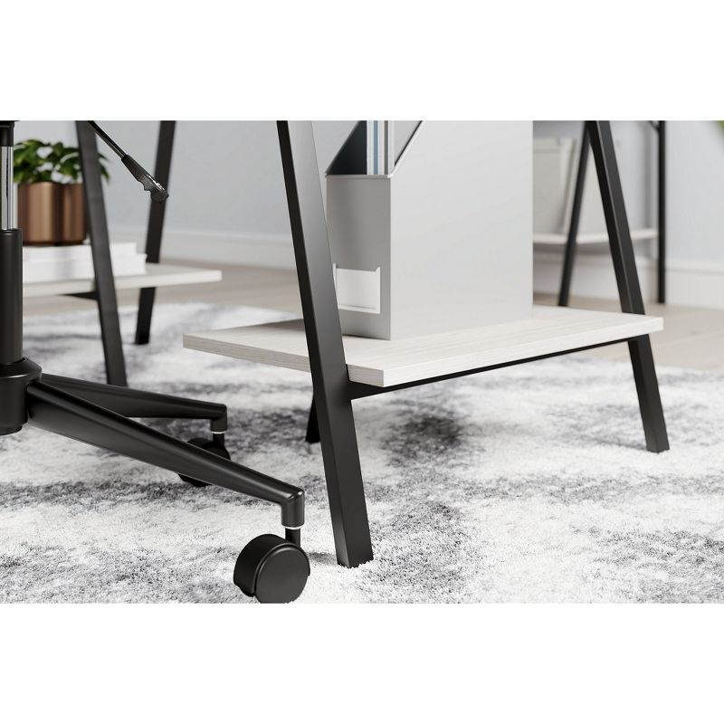 Signature Design by Ashley Casual Bayflynn Home Office Desk with 2 Fixed Shelves, White