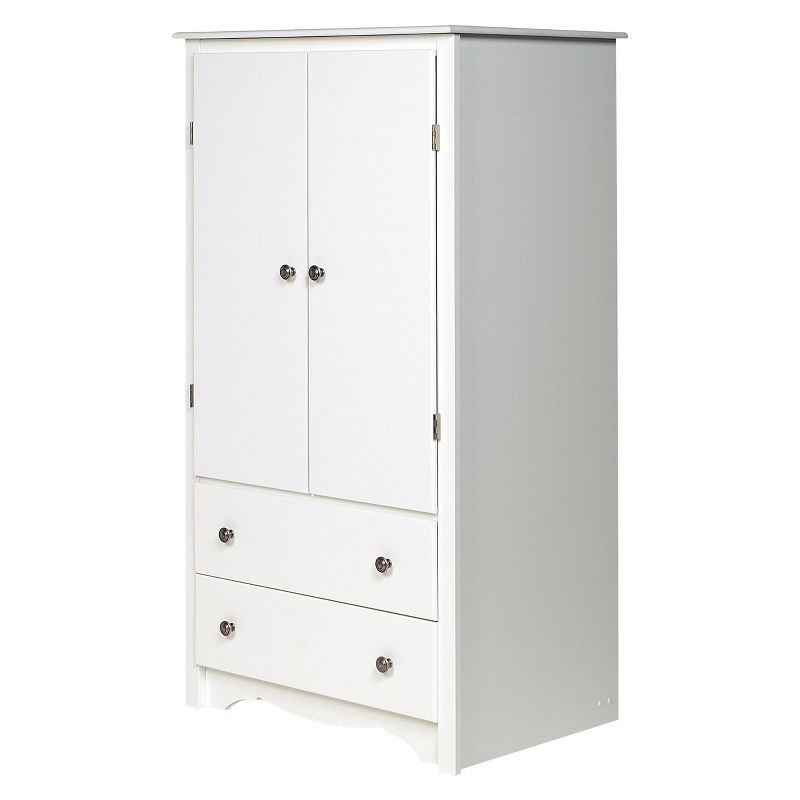 Prepac Monterey Armoire White: Transitional Style, Wood Composite, 2-Door Wardrobe for Hanging Clothes