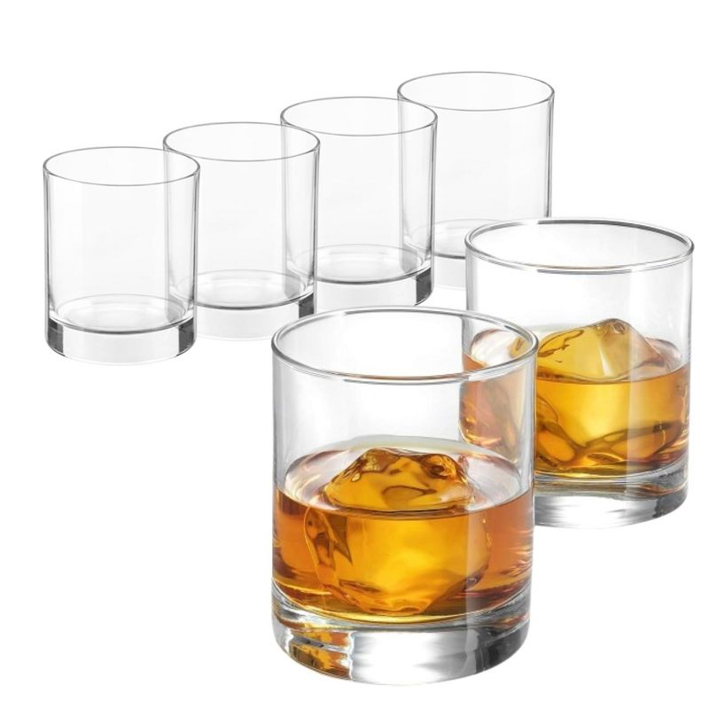 Bormioli Rocco Cortina Set of 6 Old Fashioned Glasses, Lowball Glasses, 8.5 Oz Weighted Bottom Short Glass Tumbler, Made In Italy