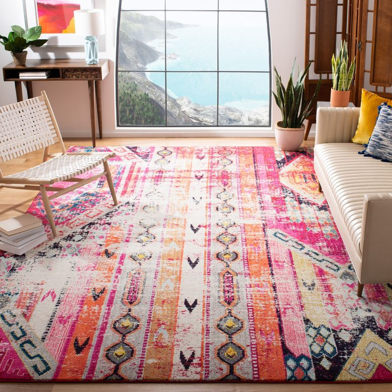 Monaco MNC222 Power Loomed Indoor Area Rug - Magenta/Multi - 8'x11' - Safavieh