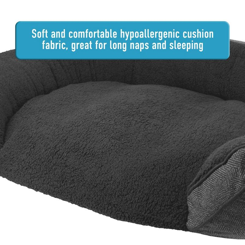 Arlee Home & Pet Step In Orthopedic Chew Resistant Eco-Friendly Memory Foam Dog Bolster Bed - Black - L