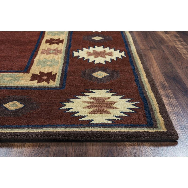 Alora Decor 6'6"x9'6" Ryder Southwest Border Rectangle Area Rug Burgundy