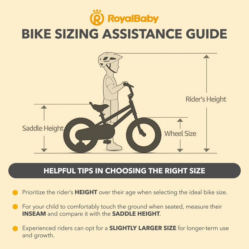 RoyalBaby Freestyle 14" Children Kids Bicycle Bike w/Handbrake, Coasterbrake, Training Wheels, and Water Bottle for Boys and Girls Ages 3 to 5, Orange