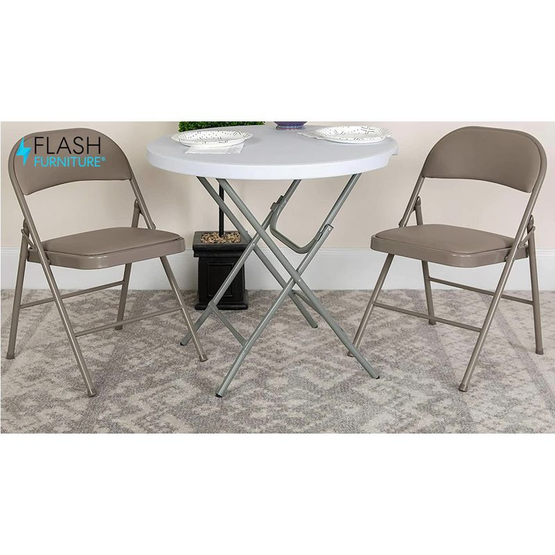 Flash Furniture 4 Pack HERCULES Series Double Braced Gray Vinyl Folding Chair