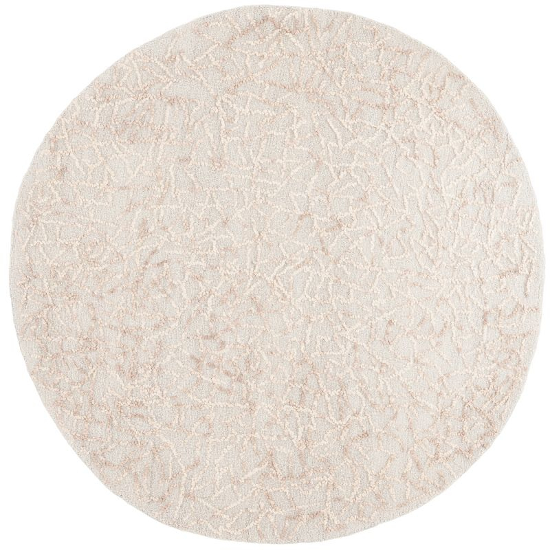 Abstract ABT279 Handmade Tufted Area Rug - Beige/Grey - 6' X 6'  Round - Safavieh