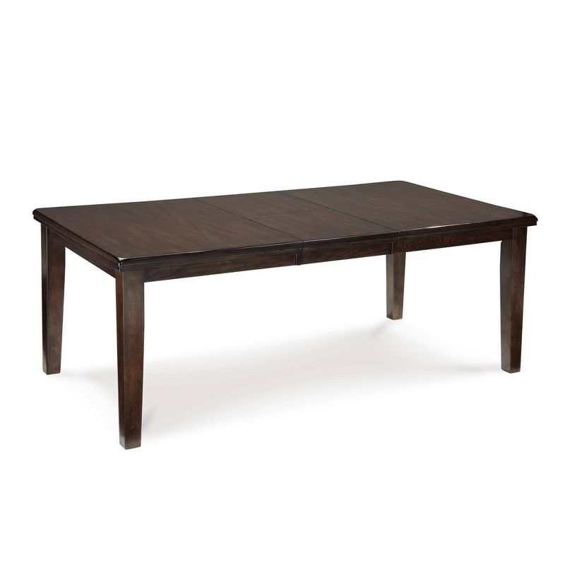 Signature Design by Ashley Haddigan Rectangular Extendable Dining Table Dark Brown: Seats 8, Wood Veneer, Butterfly Leaf